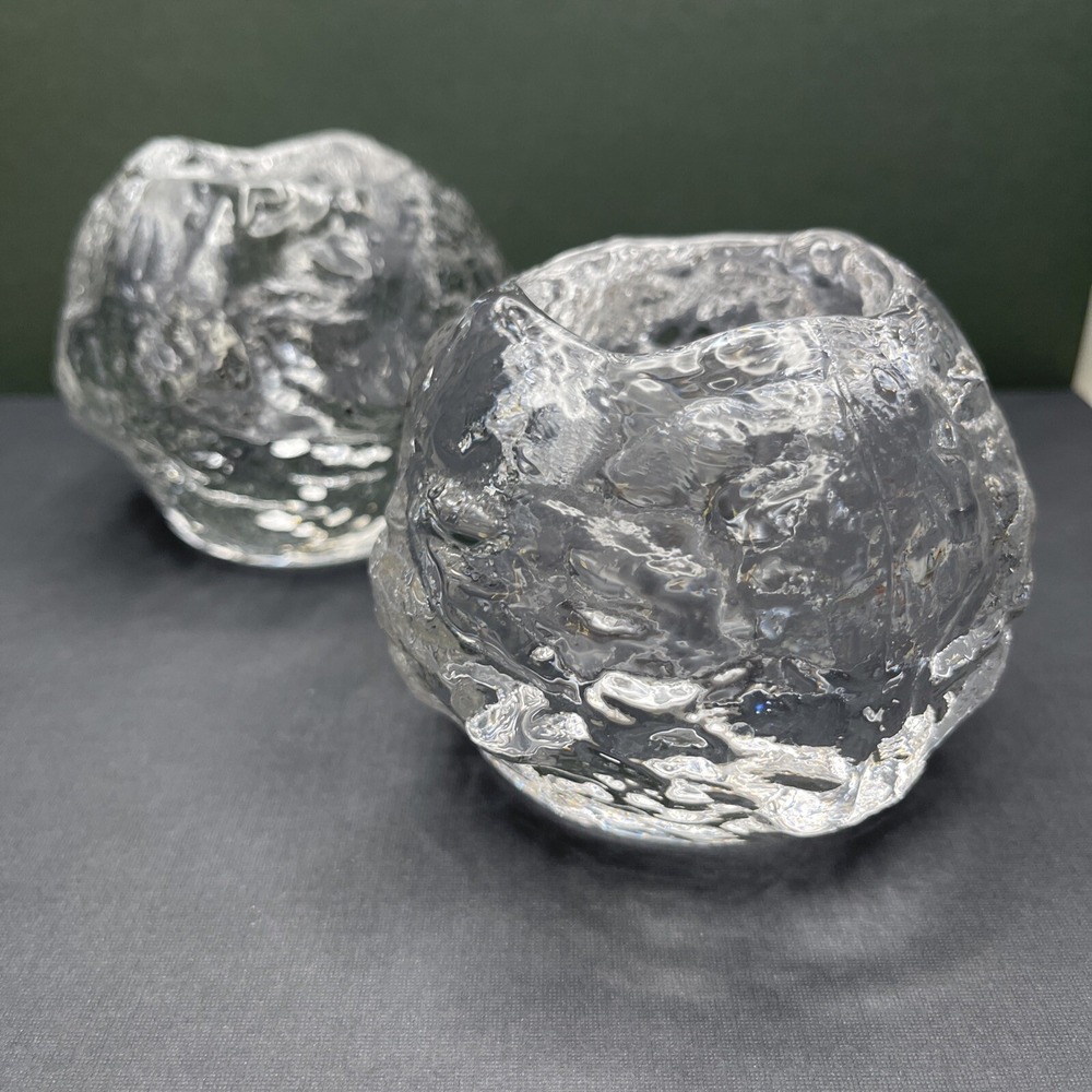 Kosta Boda Snowball Crystal Votive Candle Holders Set 2 Boxes & Mark Tea Light‎